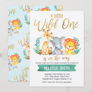 Wild Safari Waterverf Baby shower Uitnodiging
