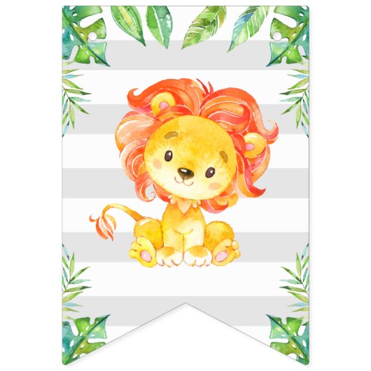Wild Safari Welcome Baby Boy Shower Lion Giraffe Vlaggetjes (Tweede vlag)