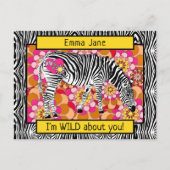 Wild Safari Zebra Hippie Valentijnsdag Briefkaart (Voorkant)