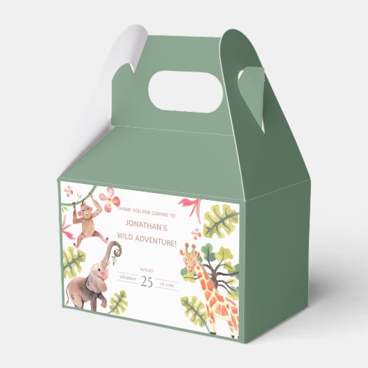 Wild Safari Zoo Birthday Favor Box Bedankdoosjes (Voorkant Zijde)