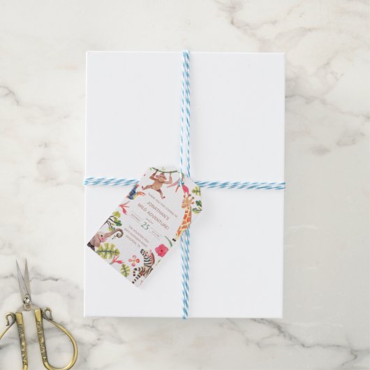 Wild Safari Zoo Birthday Gift Labels Cadeaulabel (Met Touw)