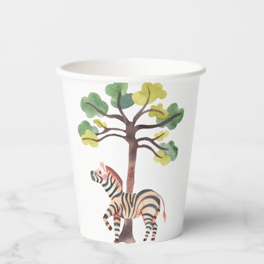 Wild Safari Zoo Birthday Paper Cups Papieren Bekers (Voorkant)