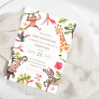Wild Safari Zoo Birthday Uitnodiging