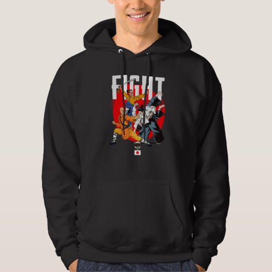 Wild Samurai Kung Fu Mannen die grafische ontwerpe Hoodie (Voorkant)