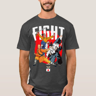 Wild Samurai Kung Fu Mannen vechten tegen novelty T-shirt