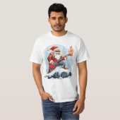 Wild Santa Playing Guitar in Snow T-Shirt (Voorkant volledig)