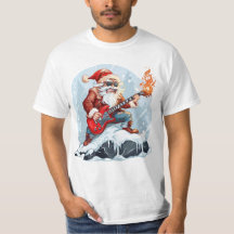 Wild Santa Playing Guitar in Snow T-Shirt