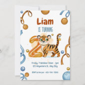 Wild & Schattige Tiger 2e Verjaardag Uitnodiging (Voorkant)