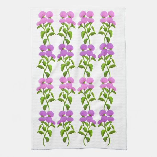 Wild Scottish Thistle Floral Kitchen Towel Theedoek (Verticaal)