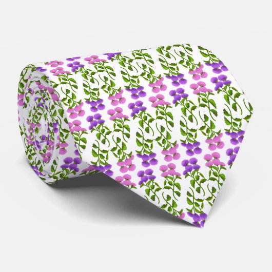 Wild Scottish Thistle Floral Stropdas (Opgerold)