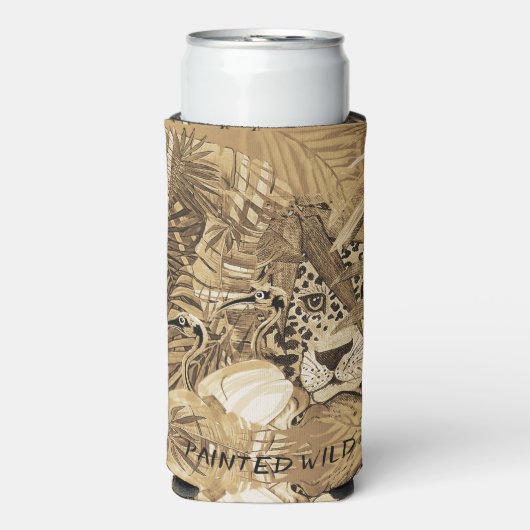 Wild Sepia Leopard Can Cooler  (Seltzer Voorkant)