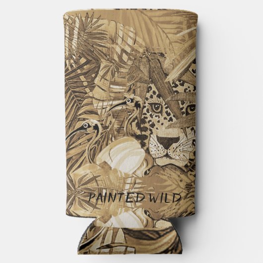 Wild Sepia Leopard Can Cooler  (Achterkant)