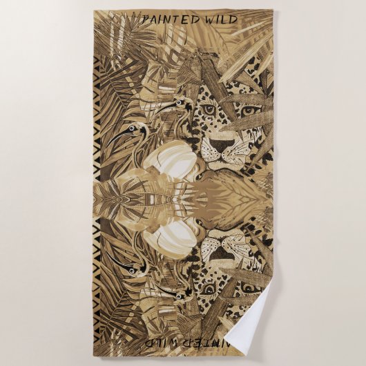 Wild Sepia Leopard   Strandlaken (Voorkant)