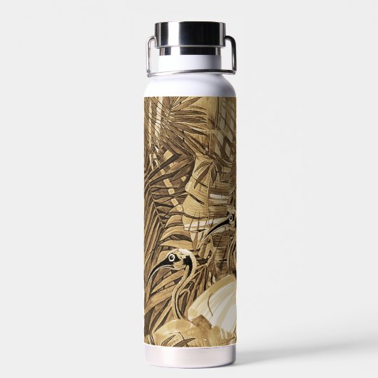 Wild Sepia Leopard Water Bottle Waterfles (Achterkant)