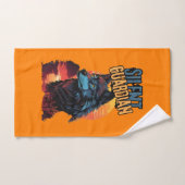Wild Serenity: Blue Wolf en Sunset Harmony Bad Handdoek (Handdoek)