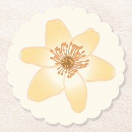 Wild Sinaasappel Anemone Flowers - botanische teke Kartonnen Onderzetters