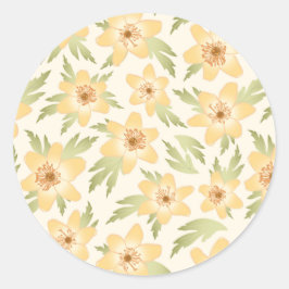Wild Sinaasappel Anemone Flowers - naadloos patroo Ronde Sticker