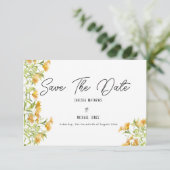 Wild sinaasappel groene lentefloemen Save The Date (Staand voorkant)