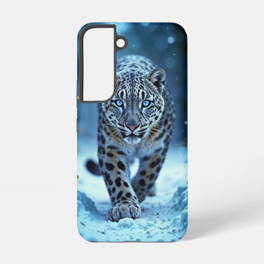 Wild sneeuwluipaard wandelen vorst betoverd bos samsung galaxy hoesje (Achterkant)