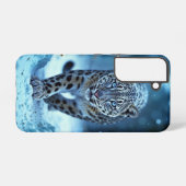 Wild sneeuwluipaard wandelen vorst betoverd bos samsung galaxy hoesje (Achterkant horizontaal)