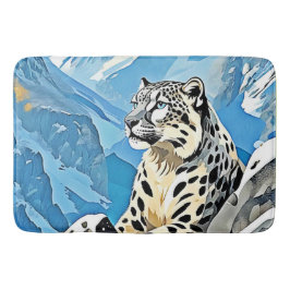 Wild Snow Leopard Design Badmat