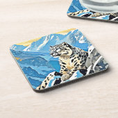 Wild Snow Leopard Design Bier Onderzetter (Linkerzijde)