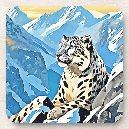 Wild Snow Leopard Design Bier Onderzetter (Voorkant)