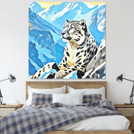 Wild Snow Leopard Design Canvas Afdruk