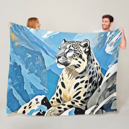 Wild Snow Leopard Design Fleece Deken