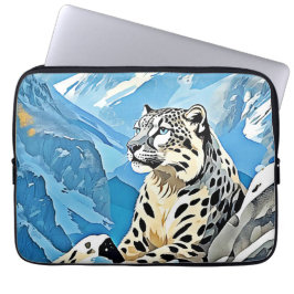 Wild Snow Leopard Design Laptop Sleeve