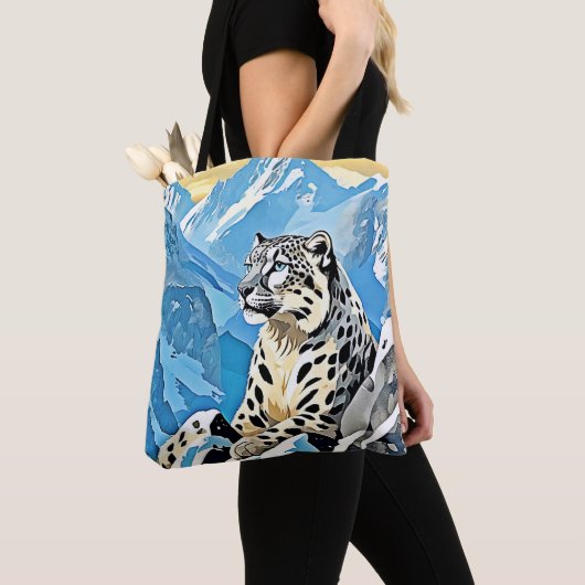 Wild Snow Leopard Design Tote Bag (Dichtbij)