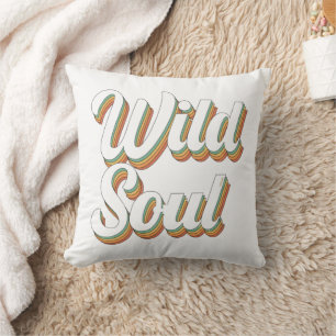 WILD SOUL 70's typografische retro  design Kussen