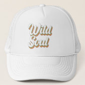WILD SOUL 70's typografische retro  design Trucker Pet (Voorkant)