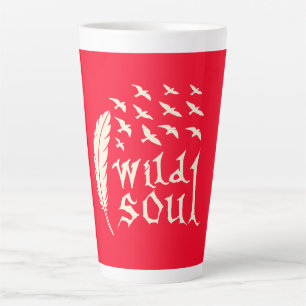 Wild Soul Feather Bird Natuur Design Latte Mok