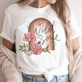 Wild Soul Modern Boho Rainbow Floral T-shirt