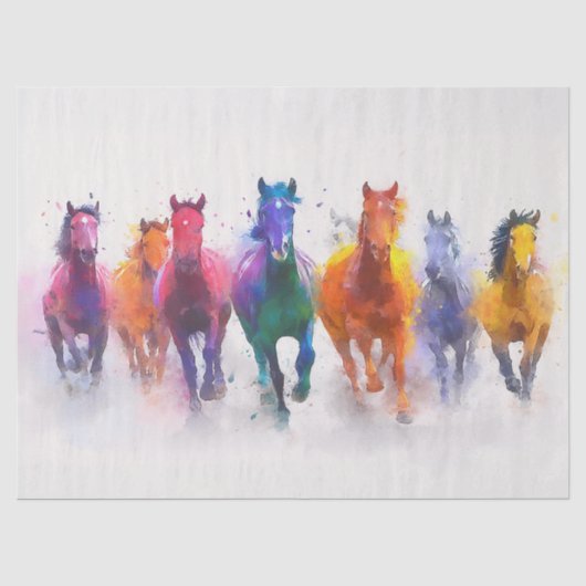 Wild Spectrum Galoping Horses Decoupage Tissuepapier (Voorkant)