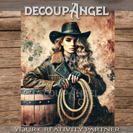 Wild Spirit Cowgirl Decoupage Tissuepapier