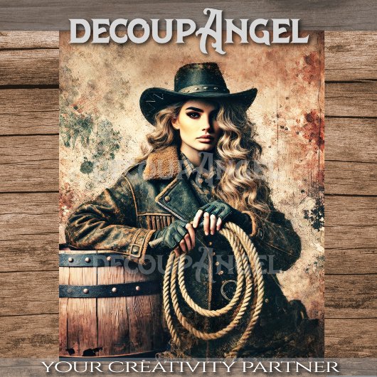 Wild Spirit Cowgirl Decoupage Tissuepapier
