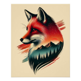 Wild Spirit Fox - Natuur-geïnspireerd artistiek Po Perfect Poster