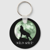 "Wild Spirit" Howling Wolf (groen) Sleutelhanger (Voorkant)
