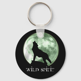 "Wild Spirit" Howling Wolf (groen) Sleutelhanger