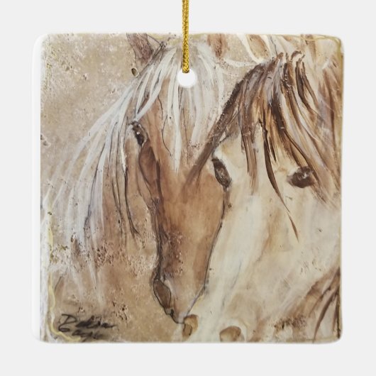 "Wild Spirit" Mustang Ceramic Ornament (Achterkant)