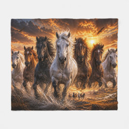 Wild Spirit Stampede – Majestueuze Rennende Paarde Fleece Deken