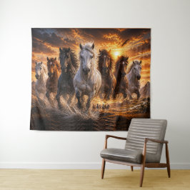 Wild Spirit Stampede – Majestueuze Rennende Paarde Wandkleed