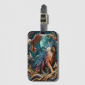 Wild Spirit: Wolf en vogels Bagagelabel (Voorkant (verticaal))