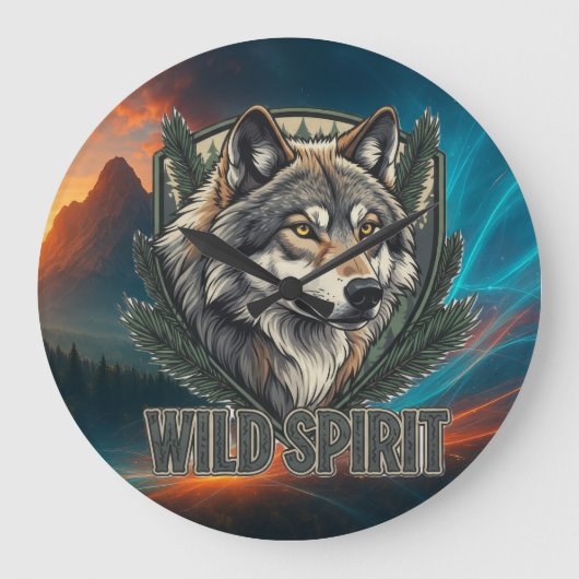 Wild Spirit Wolf - Muurklok Grote Klok (Voorkant)