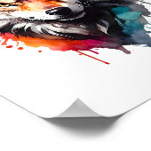 Wild Spirit Wolf Waterverf Splash Wall Art Poster (Hoek)