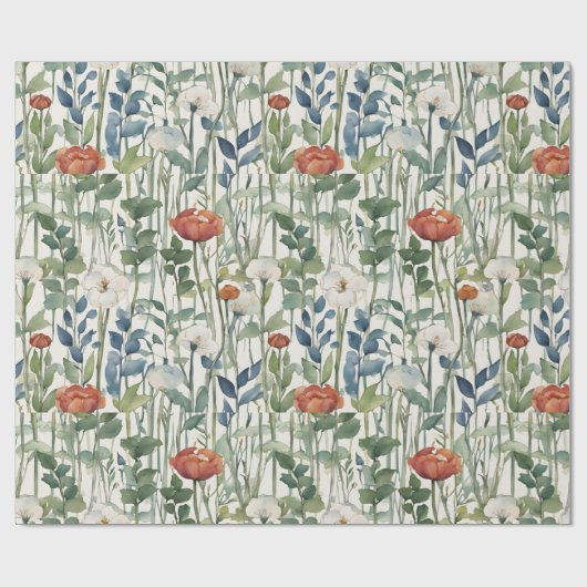 Wild Spring Flowers Waterverf Art Cadeaupapier (Vlak)