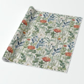 Wild Spring Flowers Waterverf Art Cadeaupapier (Uitgerold)