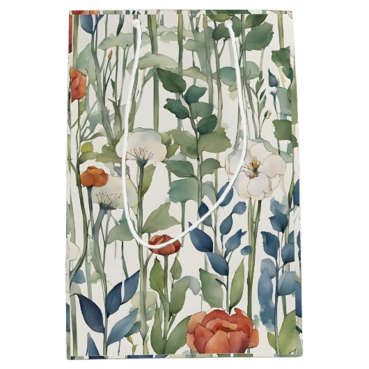 Wild Spring Flowers Waterverf Art Medium Cadeauzakje (Voorkant)
